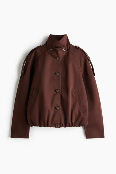 H&m Twill Blouson Jacket In Burgundy