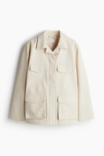 H&m Twill Cargo Jacket In Neutral