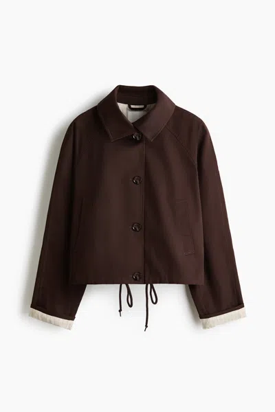 H&m Twill Jacket In Brown