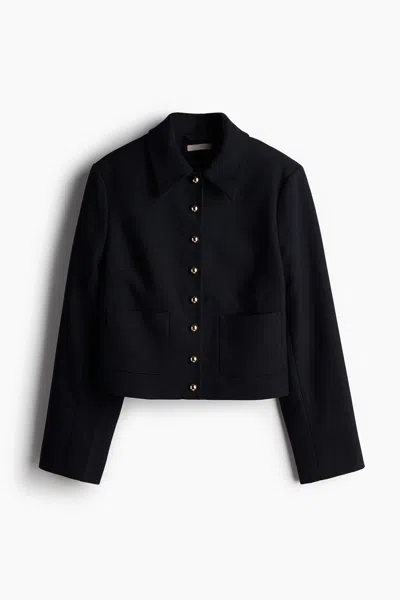 H&m Twill Jacket In Navy Blue