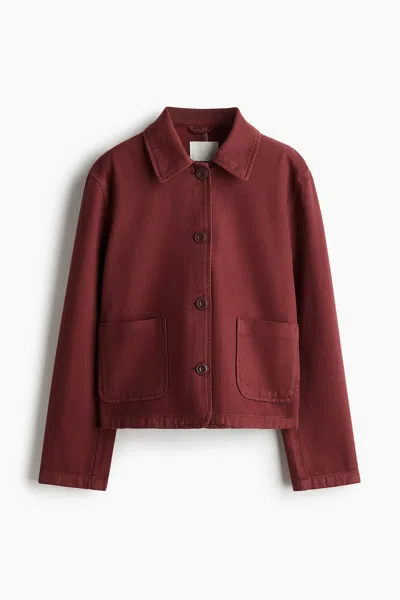 H&m Twill Jacket With Collar In Brick Red
