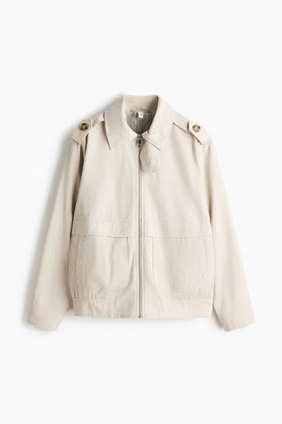 H&m Twill Jacket With Collar In Neutral