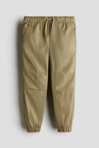 H&m Kids' Twill Joggers In Neutral