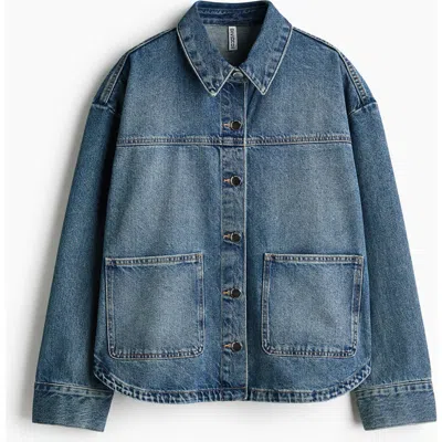 H&m Twill Shacket In Blue