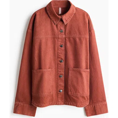 H&m Twill Shacket In Brown
