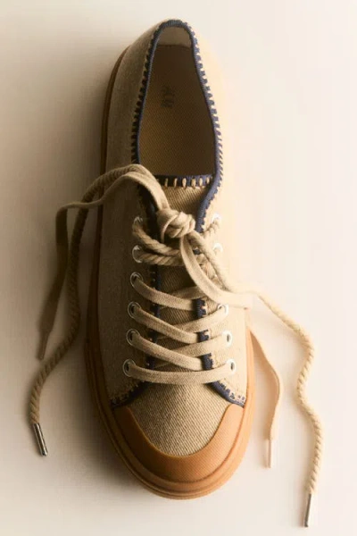 H&m Twill Sneakers In Neutral