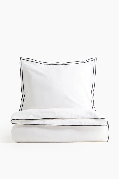H&m Twin Cotton Duvet Cover Set In White