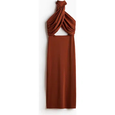 H&m Twist-detail Cut-out Dress In Brown