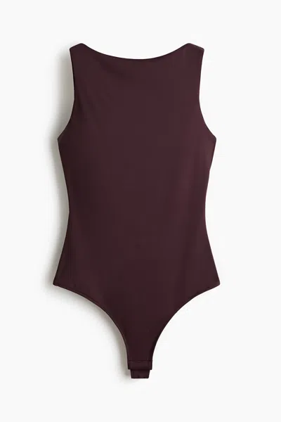 H&m Twist-detail Thong Bodysuit In Brown