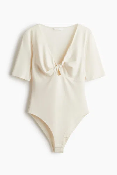 H&m Twisted-detail Bodysuit In Neutral