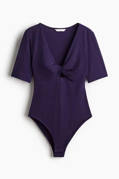 H&m Twisted-detail Bodysuit In Purple