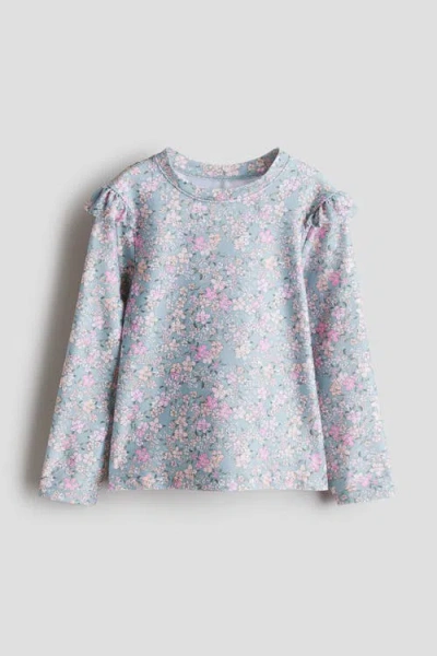 H&m Kids'  Upf 50 Frill-trimmed Swim Top In Gray