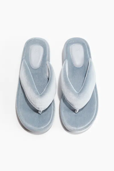H&m Velour Flip-flops In Blue