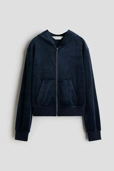 H&m Kids' Velour Hooded Jacket In Brown