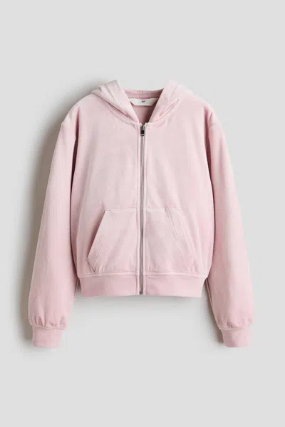 H&m Kids' Velour Hooded Jacket In Brown