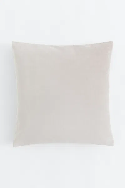 H&m Velvet Cushion Cover In Light Beige