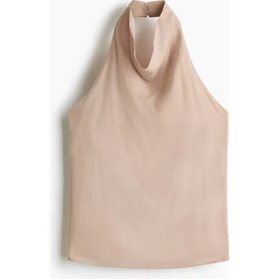 H&m Viscose Halterneck Top In Neutral