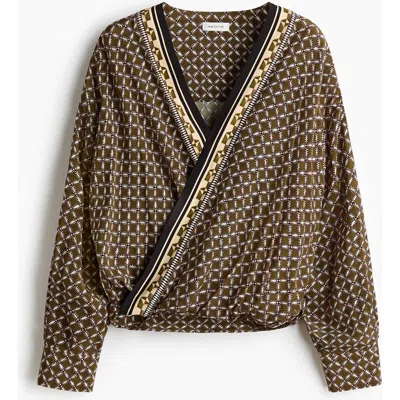 H&m Viscose Wrap Blouse In Multi