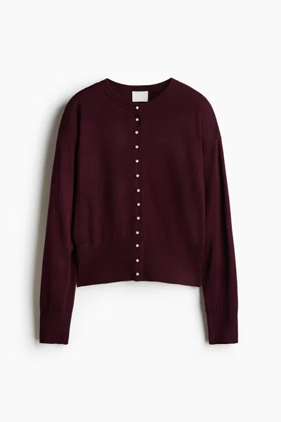 H&m Viscose-blend Cardigan In Burgundy