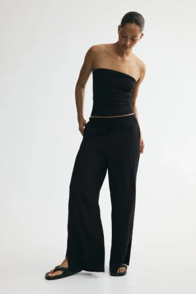 H&m Viscose-blend Drawstring Pants In Black