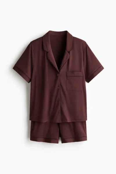 H&m Viscose-blend Pyjamas In Burgundy