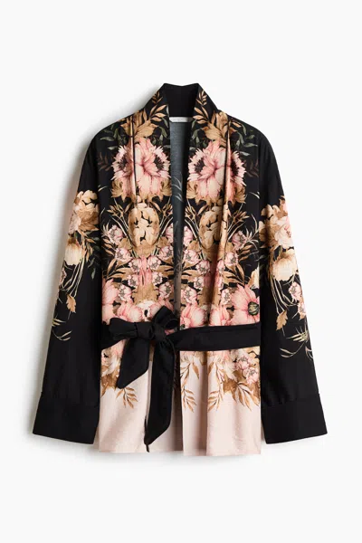 H&m Viscose-blend Tie-belt Jacket In Multi