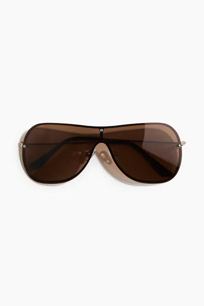 H&m Visor Sunglasses In Gold-colored/brown