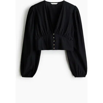 H&m V-neck Blouse In Black