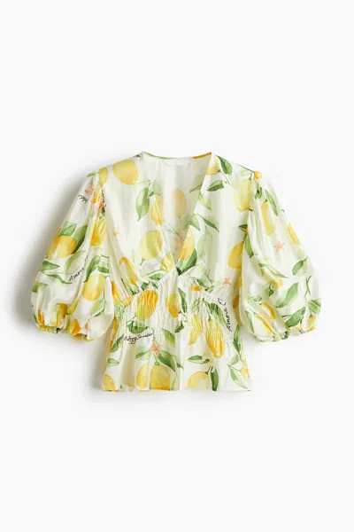 H&m V-neck Blouse In Multi