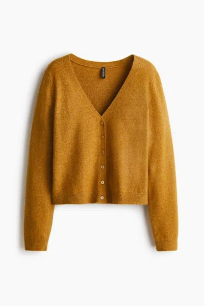 H&m V-neck Cardigan In Brown