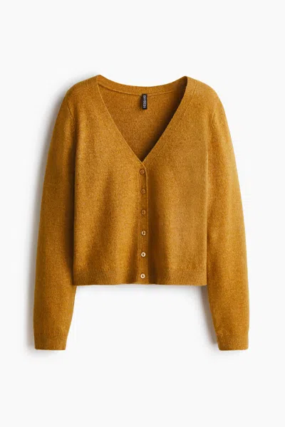 H&m V-neck Cardigan In Orange