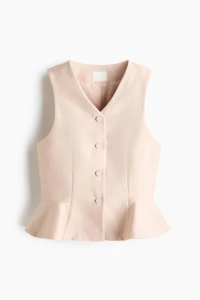 H&m V-neck Peplum Waistcoat In Neutral