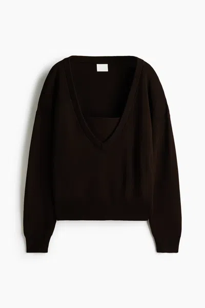 H&m V-neck Sweater In Black