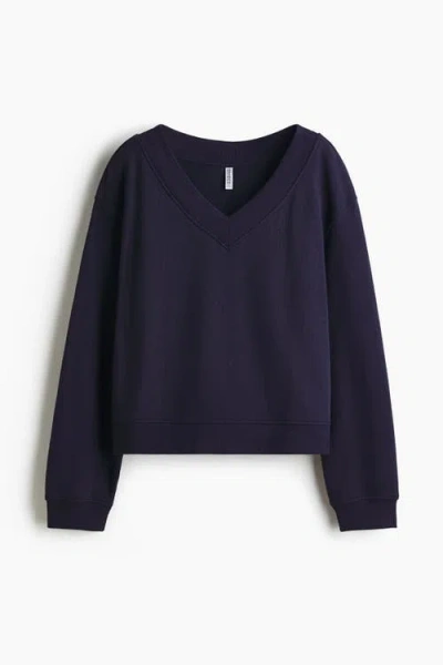 H&m V-neck Sweatshirt In Blue