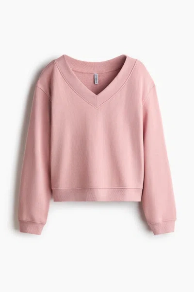 H&m V-neck Sweatshirt In Pink