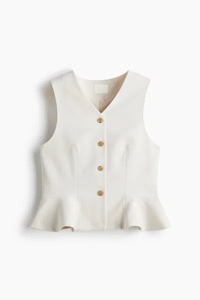 H&m V-neck Vest With Peplum In Neutral