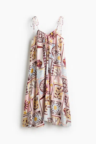 H&m Voluminous Maxi Dress In Cream/patterned