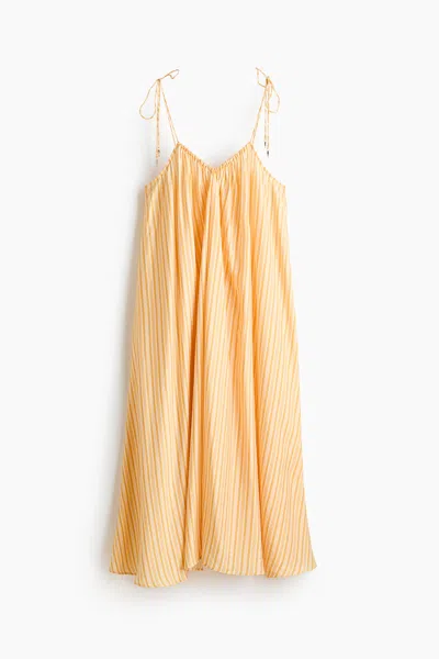 H&m Voluminous Maxi Dress In Yellow/striped