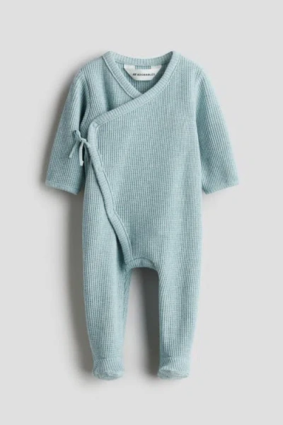 H&m Babies'  Waffled Cotton Romper Suit In Blue