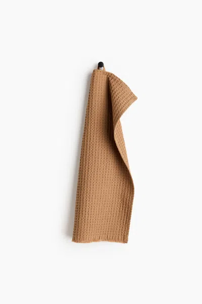 H&m Waffled Guest Towel In Brown