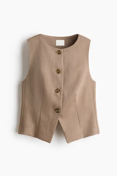 H&m Waistcoat In Brown