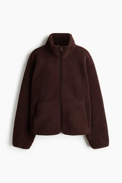 H&m Warm Activewear Fleece Jacket With Thermomove In Brown