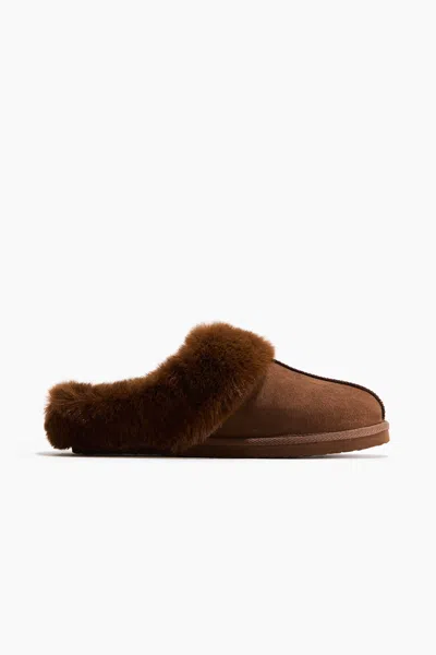H&m Warm-lined Slippers In Brown