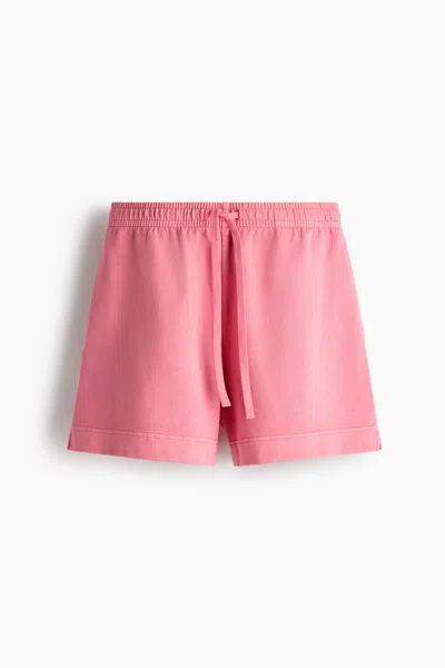 H&m Washed Cotton Sweatshorts In Pink