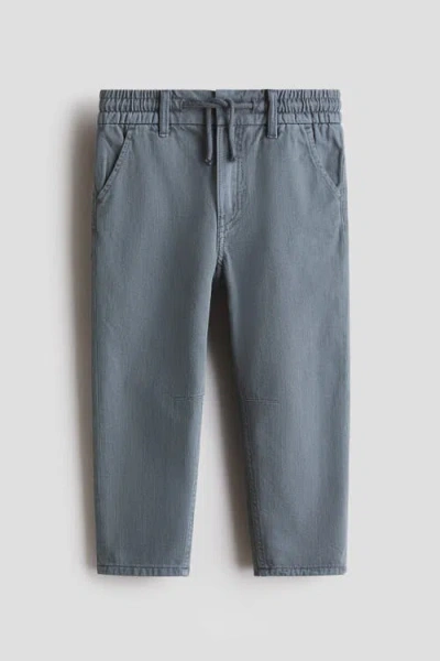 H&m Kids'  Washed Cotton Twill Trousers In Gray
