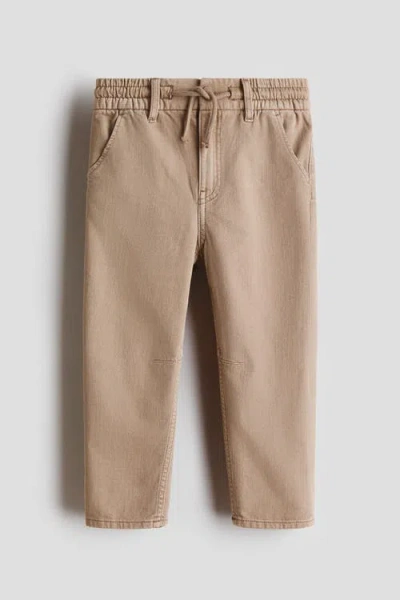 H&m Kids'  Washed Cotton Twill Trousers In Brown