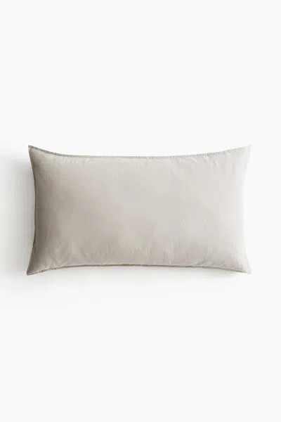 H&m Washed Linen-blend Pillowcase In Neutral