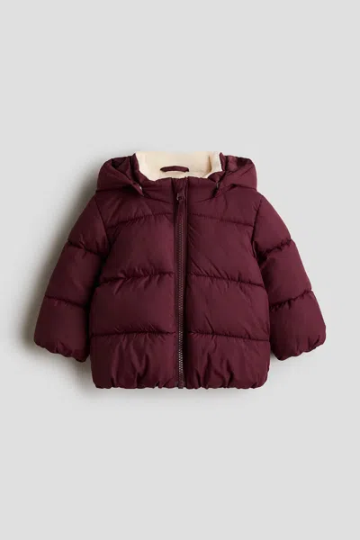 H&m Water-repellent Puffer Jacket In Dark Red