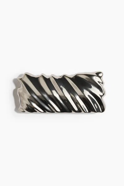 H&m Wavy Metal Clutch Bag In Silver-colored