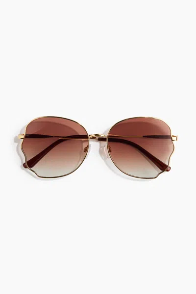 H&m Wavy-detail Sunglasses In Gold-colored